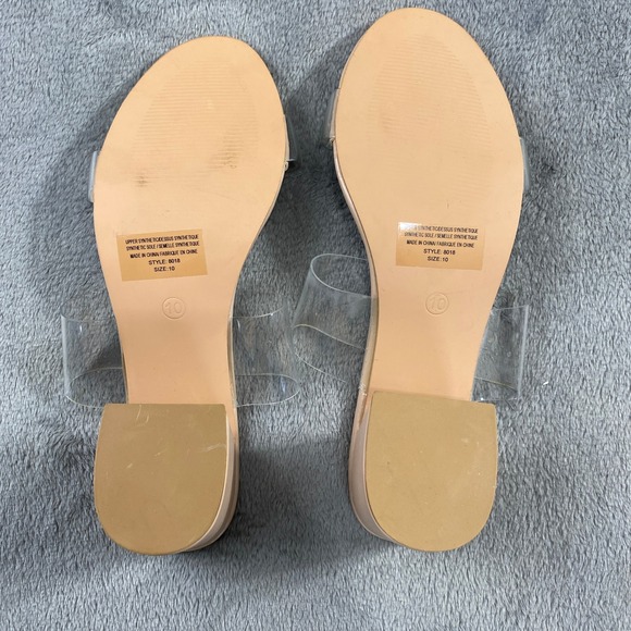 10 Streetwear Society Nude Clear Strap Block Heel Slide‎ Sandals Size 10 - Picture 4 of 8